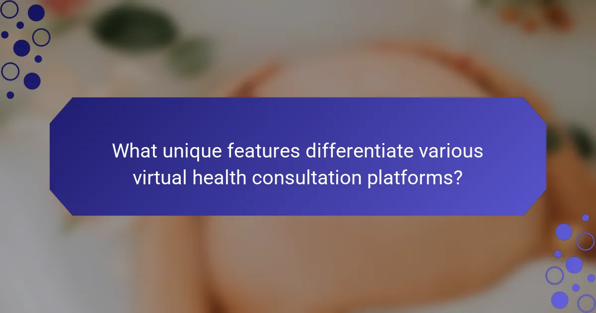 What unique features differentiate various virtual health consultation platforms?